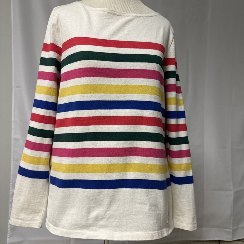 VTG Talbots Athentic 100% Cotton Pullover Tee Women's Sz M Multicolor Striped Pa